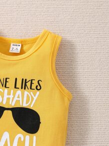 男嬰標語和恐龍印花背心上衣和短褲 - 彩色 - 查看 4