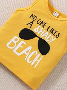 男嬰標語和恐龍印花背心上衣和短褲 - 彩色 - 查看 6