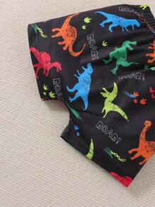 男嬰標語和恐龍印花背心上衣和短褲 - 彩色 - 查看 3