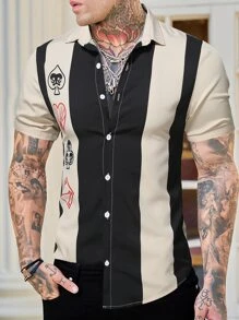 Manfinity Men Playing Card Print Shirt Without Tee - Khaki - View 3