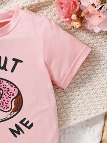 Baby Donut & Letter Graphic Tee - Pink - View 4
