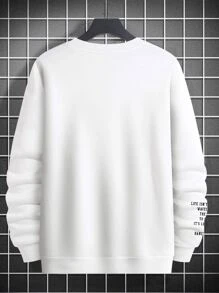 Manfinity Homme 男款拼字圖案下垂肩運動服 - 白色 - 查看 2