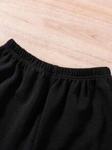 Girls Letter Graphic Sweatshirt & Joggers - Black - View 4