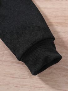 Girls Letter Graphic Sweatshirt & Joggers - Black - View 7