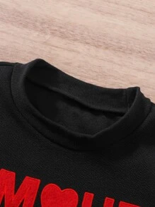 Girls Letter Graphic Sweatshirt & Joggers - Black - View 8