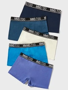 Men 5pcs Football & Letter Graphic Boxer Brief - Multicolor - View 2