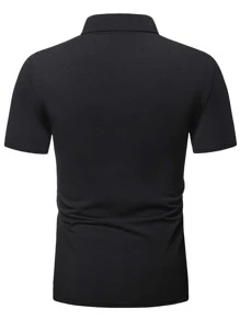Manfinity Men Contrast Tape Side Polo Shirt - Black - View 2