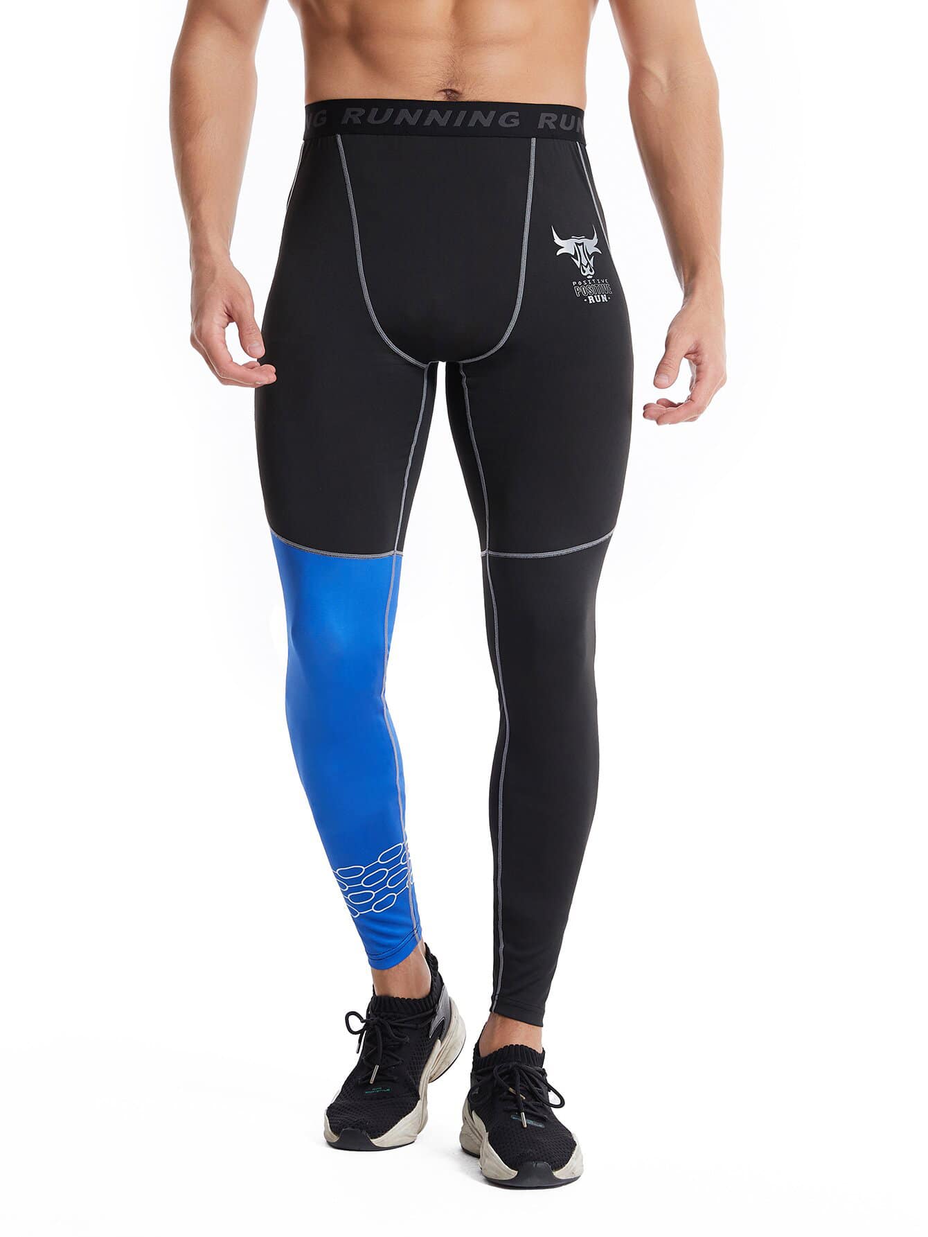 Hombres Mallas deportivas de color combinado & con estampado de toro - Negro - Ver 1