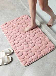 1 Tấm Thảm Nhà Tắm Chống Trơn Trượt Họa Tiết Đá, Thảm Vệ Sinh Polyester Hiện Đại Cho Phòng Tắm - Hồng - Xem 1