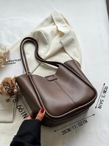 Bolso de hombro con doble asa con diseño de accesorio de bolso con bolsillo interior - Café integral - Ver 5