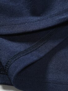 Manfinity Homme Men Plaid Panel Polo Shirt - Navy Blue - View 7