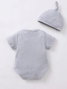 Baby Boy Slogan Graphic Bodysuit - Grey - View 2