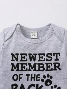 Baby Boy Slogan Graphic Bodysuit - Grey - View 4