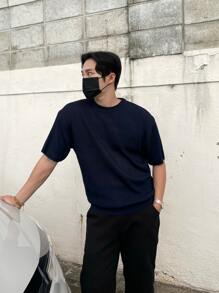 DAZY Men Solid Knit Top - Navy Blue - View 8