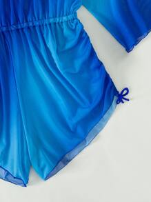 Cubrimiento de playa con cordón y degradado de color para el verano - azul real - Ver 3