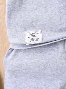 SHEIN Baby Boy Letter Patched Detail Tee & Shorts - Grey - View 3