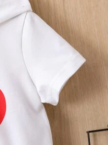 Baby Boy Heart & Letter Graphic Hooded Tee & Shorts - White - View 5