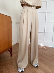 DAZY 抽繩蝙蝠袖T恤和闊腿褲 - 卡其色 - 查看 3