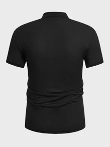 Manfinity Men Letter Graphic Polo Shirt - Black - View 2