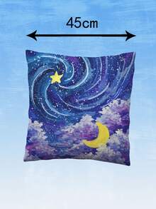 Alice Moon & Cloud Print Cushion Cover Without Filler - Multicolor - View 4