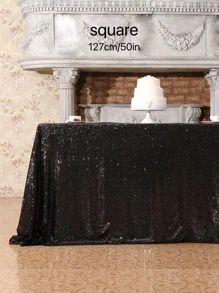 Sequin Decor Tablecloth - Black - View 2
