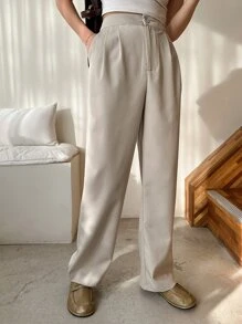 DAZY Double Button Blazer & Slant Pocket Straight Leg Trousers - Khaki - View 7