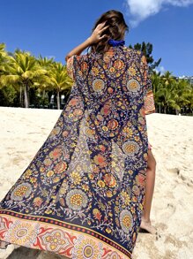 Floral Print Kimono - Multicolor - View 1