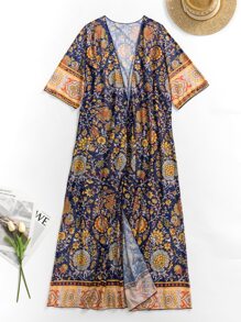 Floral Print Kimono - Multicolor - View 4