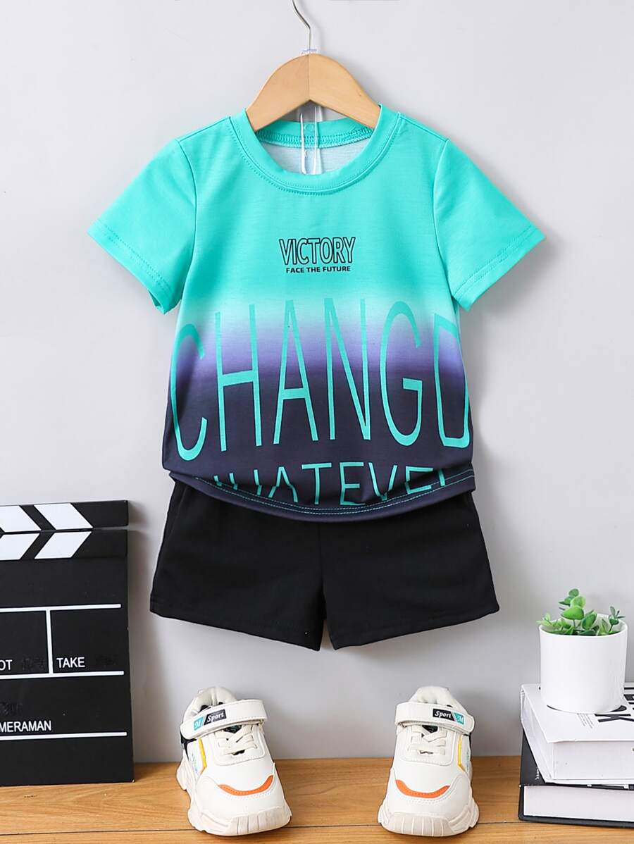 Bộ thời trang bé trai Lá thư Ombre Giải trí - Nhiều màu - Xem 1
