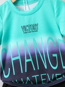 Bộ thời trang bé trai Lá thư Ombre Giải trí - Nhiều màu - Xem 3