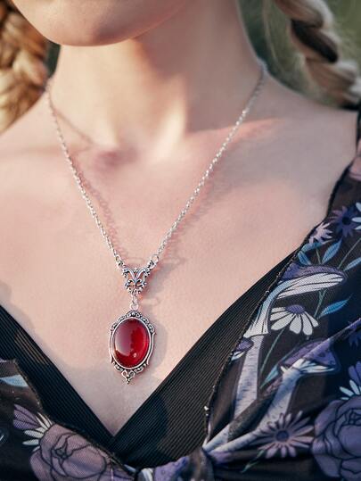 Goth Oval Charm Necklace