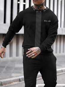 Manfinity Men Letter Graphic Sweatshirt - Black - View 1