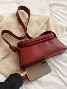 Bolsa cuadrada con estampado de letra - Rojo - Ver 5