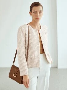 MOTF PREMIUM WOOL-BLEND BOUCLE JACKET - Apricot - View 5