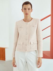 MOTF PREMIUM WOOL-BLEND BOUCLE JACKET - Apricot - View 9