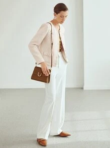 MOTF PREMIUM WOOL-BLEND BOUCLE JACKET - Apricot - View 10