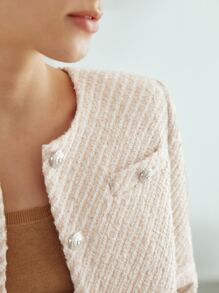 MOTF PREMIUM WOOL-BLEND BOUCLE JACKET - Apricot - View 11