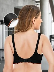Plus Size Medium Support Sports Bra - Black - View 2