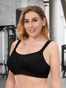Plus Size Medium Support Sports Bra - Black - View 3