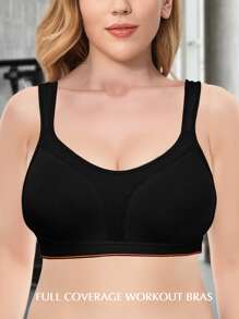 Plus Size Medium Support Sports Bra - Black - View 4