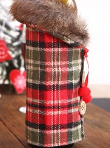 1pc Plaid Pattern Wine Bottle Cover - Multicolor - View 3