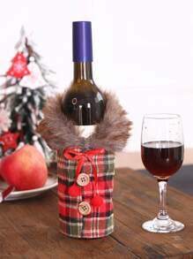 1pc Plaid Pattern Wine Bottle Cover - Multicolor - View 4