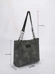 Letter Patch Decor Shoulder Tote Bag With Square Bag - Multicolor - View 7