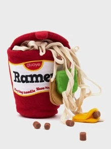 1pc Noodle Design Pet Plush Toy, Chewing Toys For Teeth Cleaning & Puzzle - Multicolor - View 4