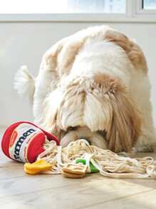 1pc Noodle Design Pet Plush Toy, Chewing Toys For Teeth Cleaning & Puzzle - Multicolor - View 2