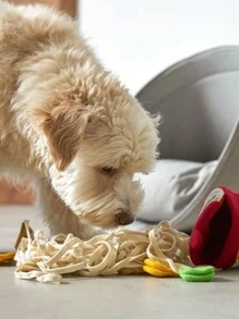 1pc Noodle Design Pet Plush Toy, Chewing Toys For Teeth Cleaning & Puzzle - Multicolor - View 3