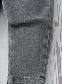Baby Girl Elastic Waist Cat Scratch Jeans - Grey - View 3