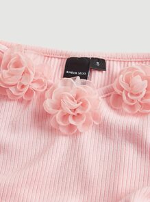 SHEIN MOD Appliques Layer Hem Cami Dress - Pink - View 3