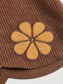 SHEIN MOD Chân váy dây viền sò in hoa phía trước - màu nâu - Xem 4