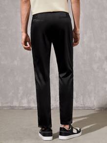 Manfinity 1pc Slant Pocket Split Hem Trousers - Black - View 2